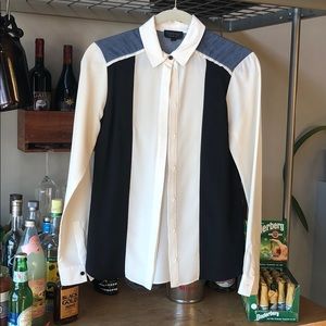 Topshop Patchwork-Style Modern Button Down Shirt